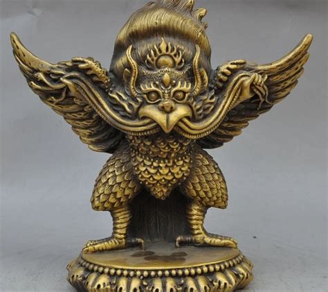 Tibet Budismo Fane Bronze Joss Winged Garuda P Ssaro Deus Tantra