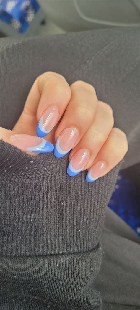 Blue almond acrylic nails | Acrylic nails almond shape, Simple nails ...