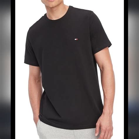 Tommy Hilfiger Shirts Tommy Hilfiger Mens Flag Crew Neck Balck Tee