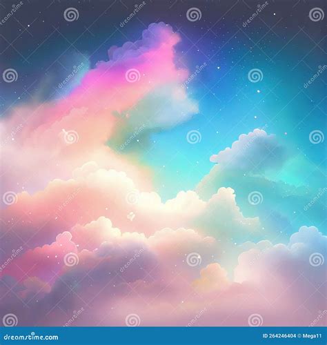 Aie Generativa : Fantasy Sky a Colori Pastelli Illustrazione di Stock