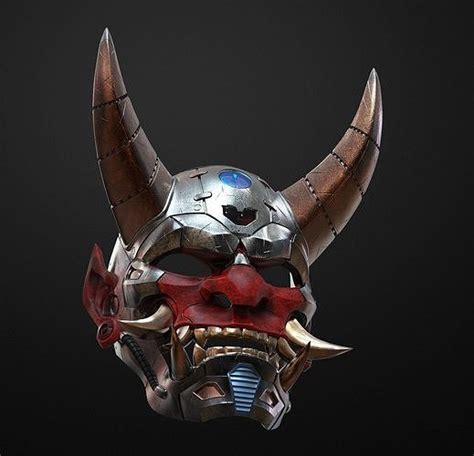 Cyberpunk Japanese Hannya Mask Oni Mask Samurai Demon Mask 3d Model 3d