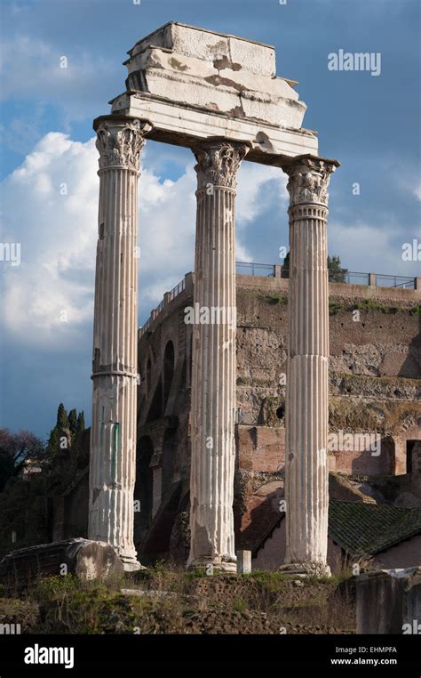 The Temple Of Castor And Pollux In The Roman Forum Rome Lazio Italy