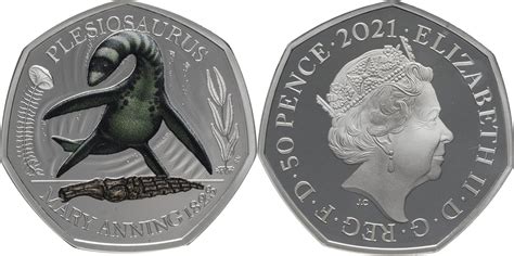 Großbritannien 50 Pence 2021 Elizabeth II 1952 Plesiosaurus PP