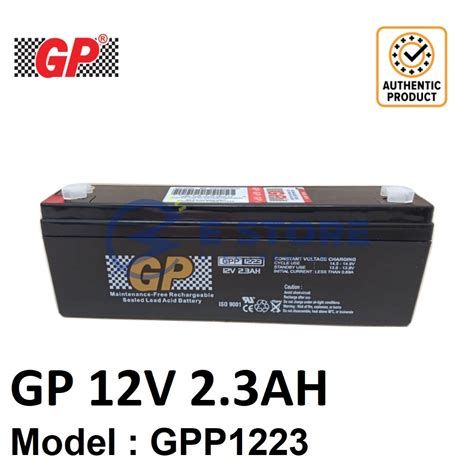 Genuine Gp 12v 2 3ah Rechargeable Sealed Lead Acid Battery Gpp1223 Shopee Malaysia