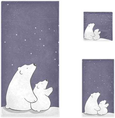 Bestwell Cute Cartoon Polar Bear Mom And Baby Watching Stars Soft Set