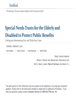 Fillable Online Special Needs Trusts For The Elderly And Fax Email