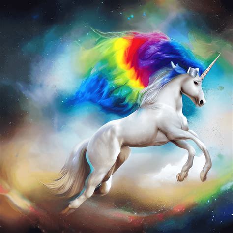 Elegant Unicorn Rainbow Concept Art · Creative Fabrica