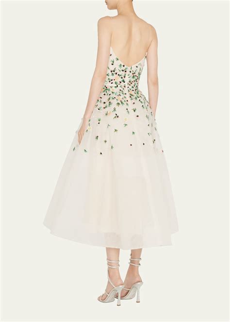 Monique Lhuillier Floral Embroidered Tulle Cocktail Dress Bergdorf