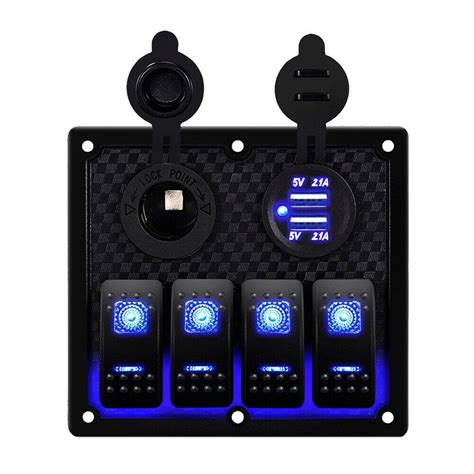 Gang Switch Panel V V Car Boat Marine Blue Led Rocker Breaker