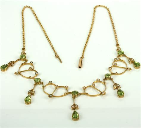 Buy Antique Edwardian Era Peridot And Pearl Necklace Sold Items Sold