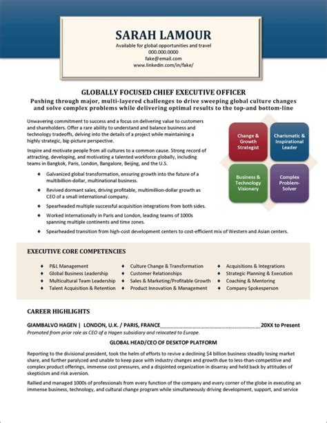 Example C Level Resume For Executives Distinctive Career Services