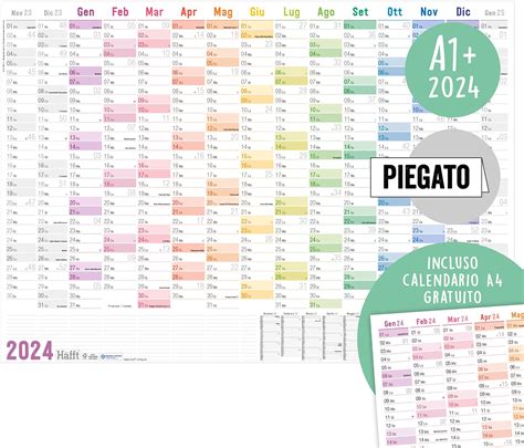 Häfft Calendario da parete XXL 2024 A1 in italiano 89 x 63 cm