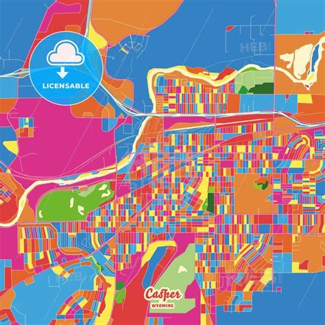 Casper Wyoming United States Crazy Colorful Map Print Template Dawanda