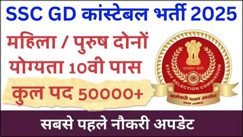 SSC GD Recruitment 2025 Notification OUT Apply Online Form