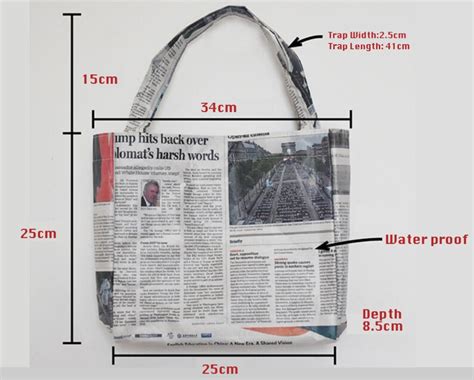 Newspapers Original Design Handmade Paper Bag Unisex Cotton Waterproof