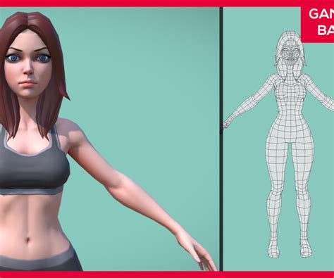 Artstation Stylized Female Character Basemesh Rigged Sport