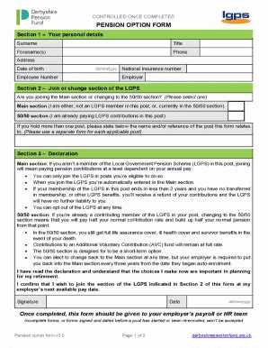 Fillable Online Pension Option Form LGPS Fax Email Print PdfFiller