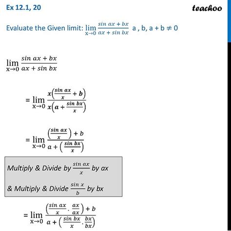 Ex Evaluate Lim X Sin Ax Bx Ax Sin Bx