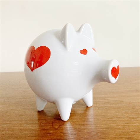 Waechtersbach S Ceramic Piggy Bank With Hearts Vintage