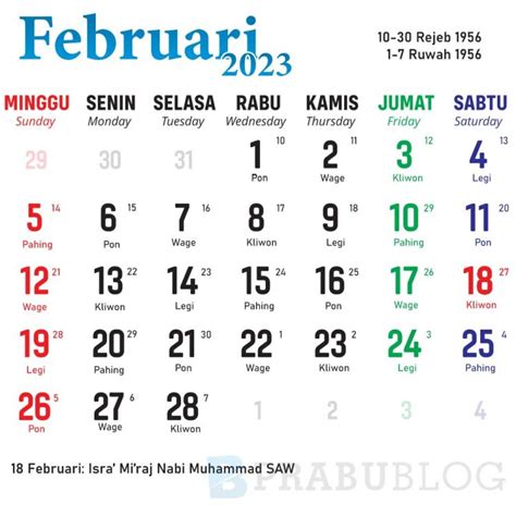 Kalender Bulan Februari Lengkap Nasional Dan Jawa Uncut Media