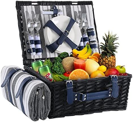 Amazon Hybdamai Wicker Picnic Basket For With Waterproof Picnic