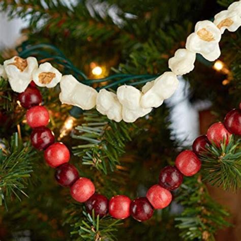 Set Artificial Popcorn Cranberry Garland Christmas Wood Tree Etsy