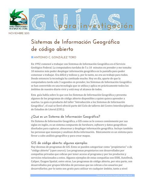 Pdf Sistemas De Informaci N Geogr Fica De C Digo Abierto Pdf