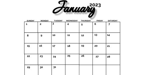 JANUARY CALENDAR Template | PosterMyWall