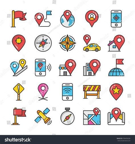 Maps Navigation Flat Design Icons Stock Vector Royalty Free 784454536