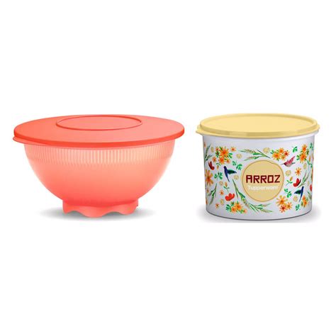 Tupperware Caixa Arroz Floral 2kg Lava Arroz Coral Comprar