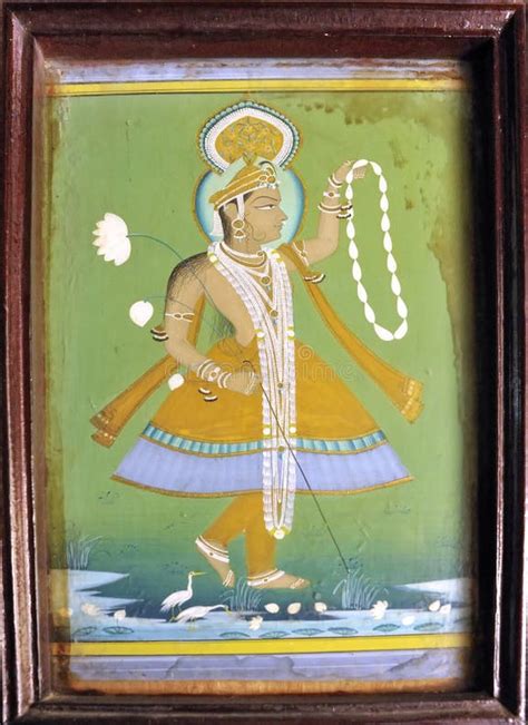miniature painting  hindu god krishna editorial photography