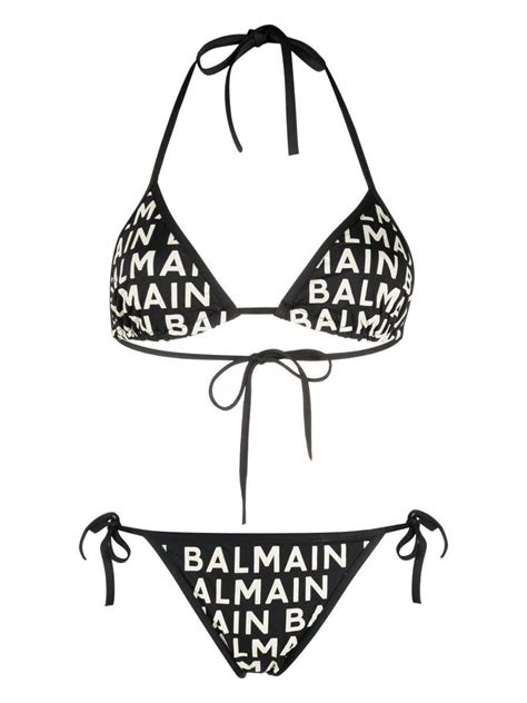 Balmain Logo Triangle Bikini In White Lyst