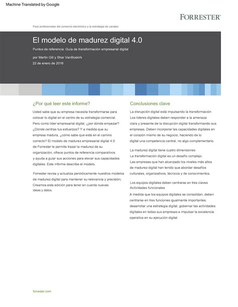 Forrester S Digital Maturity Model Espa Ol El Modelo De Madurez