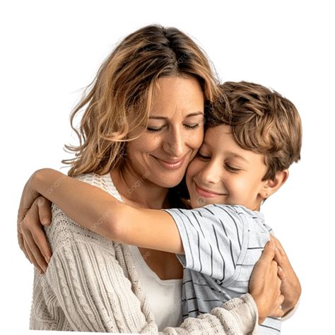 Side View Son Hugging His Mother, Mothers Day, Celebration, Transparent