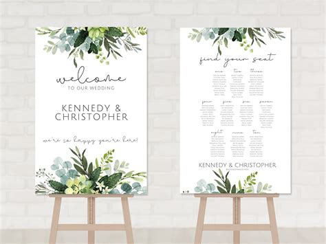 Simple Dusty Blue Wedding Seating Chart Board Sign Personalized Guest