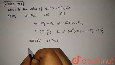 What Is The Value Of Tan 1sqrt3 Cot 1 Sqrt3 Class 12 Sample Paper 1 Maths Oswal