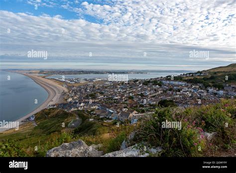 Chesil Beach Viewed From The Isle Of Portland Hi Res Stock Photography