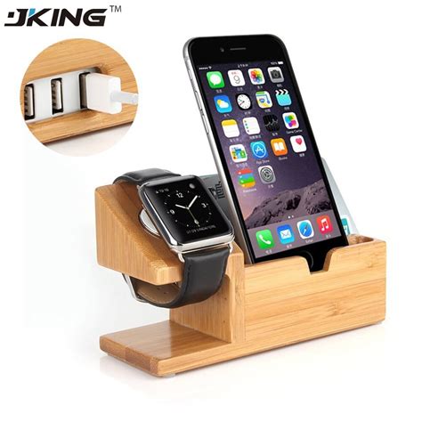 JKING Bamboo Wood Desktop Stand For IPad Mini Tablet Bracket Docking