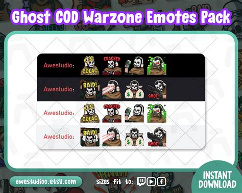 Ghost Twitch Emotes Pack Warzone Loadout Facebook Etsy Australia