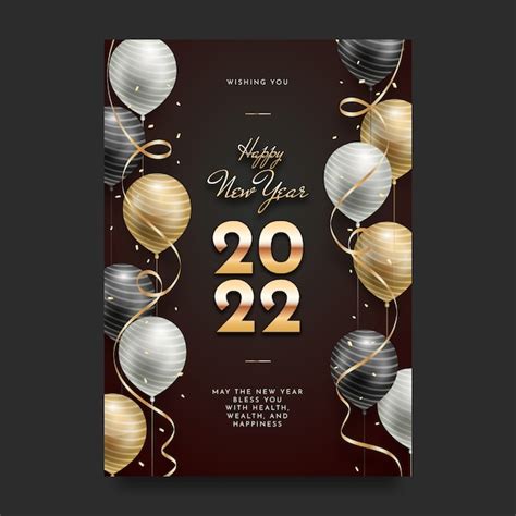 Free Vector Realistic New Year Greeting Card Template