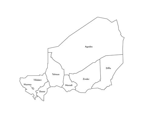 Isolated Illustration Of Simplified Administrative Map Of Niger