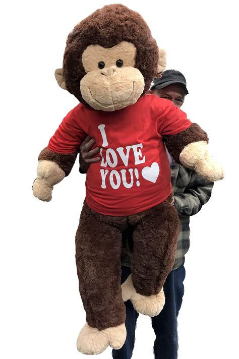 Big Plush Giant Stuffed Monkey With I Love You Shirt Large 4 Foot