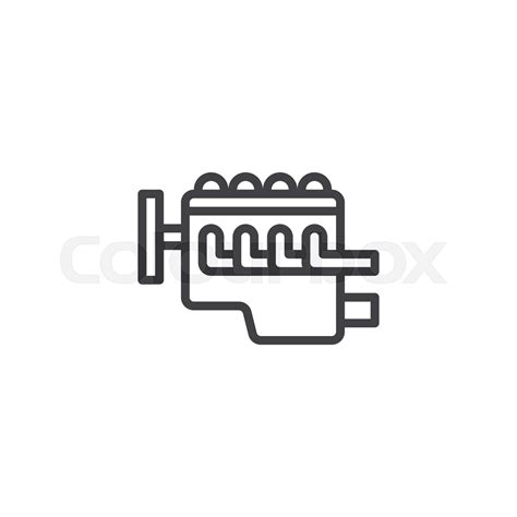 Car Internal Combustion Engine Line Icon Stock Vector Colourbox