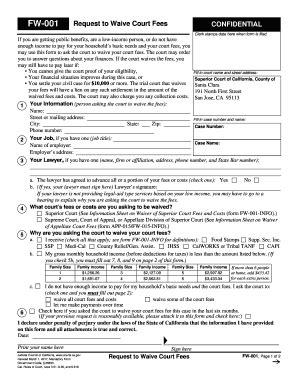 Fillable Online Law Scu Fw Request To Waive Additional Court Fees