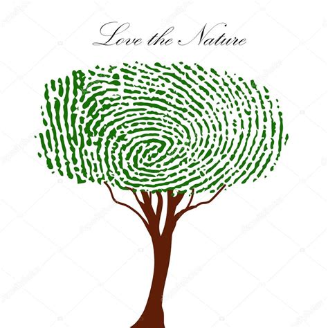 Arbre Vert Coeur Avec Illustration Vectorielle D Empreintes Digitales