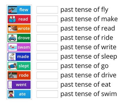 Past Tenses Irregular Verbs Une Las Parejas