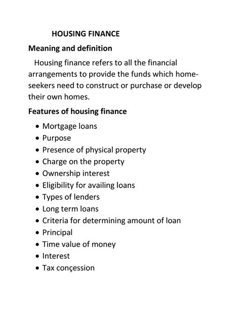 Housing Finance Useful Housing Finance Meaning And Definition