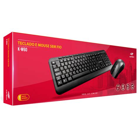 Kit Teclado E Mouse Wireless C3tech Abnt2 1600dpi Preto K W60bk Cavuca Cavucou Achou