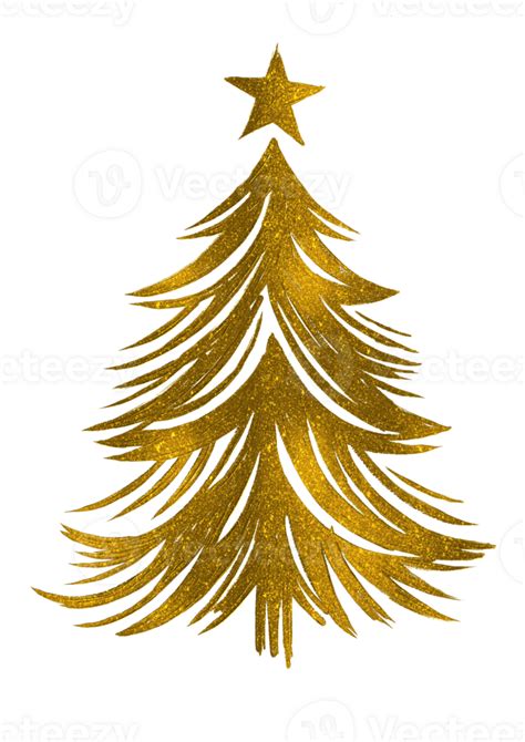 Gold Glitter Particles Christmas Tree With Star 35456384 PNG