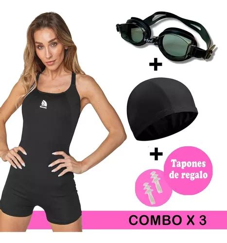 Combo Malla Natacion Aquagym Antiparra Gorro Quickly Env O Gratis